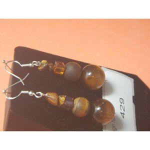 Tiger Eye Gemstone Earring Metaphysical, Purifies the system after  429